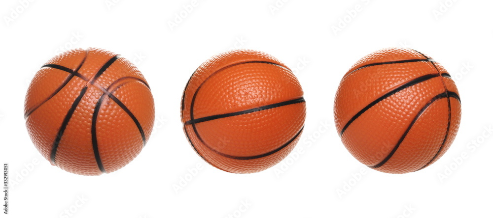 Set basketball isolated on white background, clipping path 