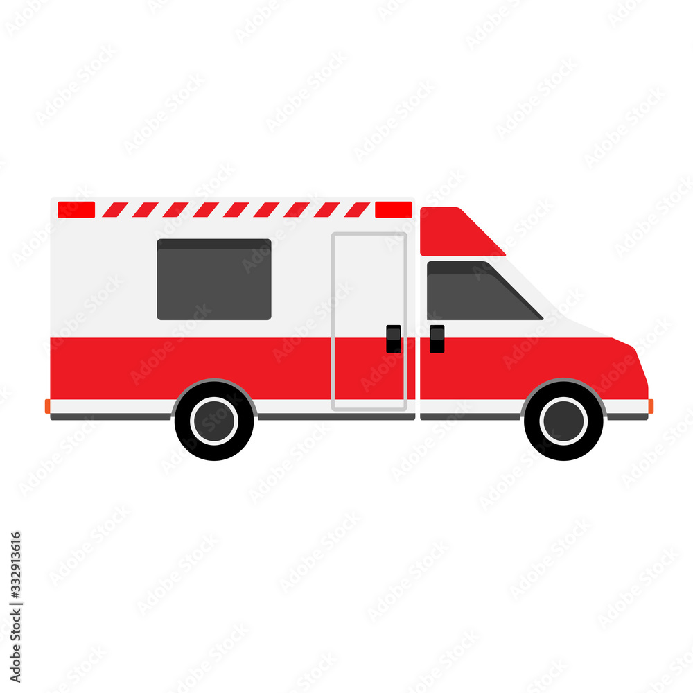 Ambulance emergency paramedic car with withe background, Flat vector illustration medical design,
