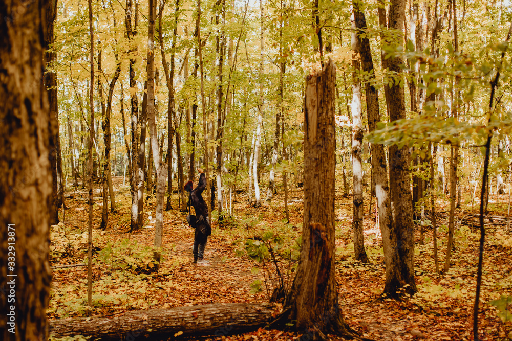 Obraz premium Randonneur dans les sentiers d'Ontario