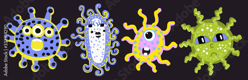 Vector set of funny monsters. Illustration of alien creatures with tentacles for young children. Illustrations with aliens for children s books. Stickers in flat style hand drawn photo