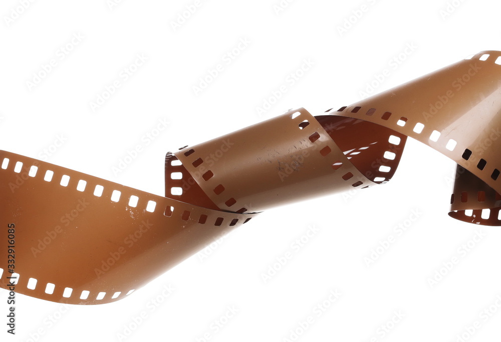 Blank old film strip roll isolated on white background, clipping path