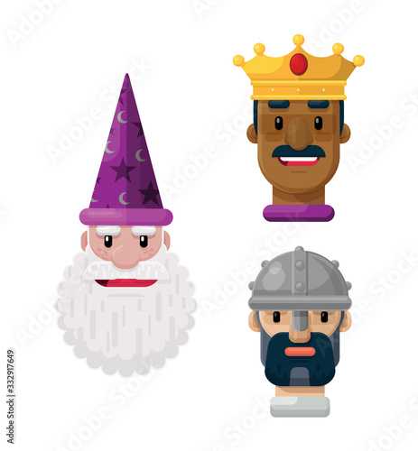 Fantasy Hats Crowns and Helmets Flat Vector Icon Set