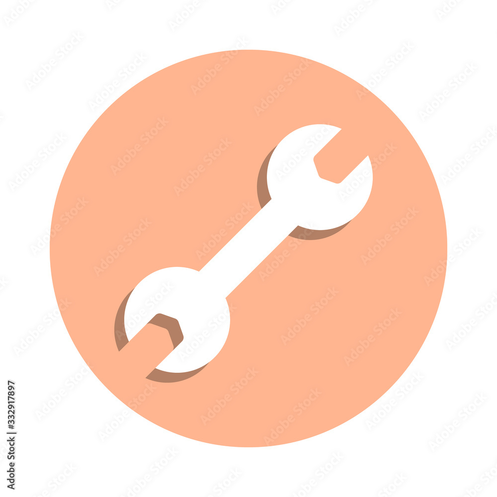 Spanner tool badge icon. Simple glyph, flat vector of web icons for ui and ux, website or mobile application Spanner tool badge icon. Simple glyph, flat vector of web icons for ui and ux, website or mobile application