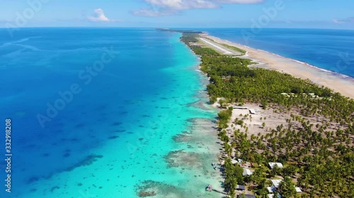 Rangiroa the largest atoll of the Tahiti Islands in French Polynesia. It is an immense ring of sand and palm trees about 80 km long. photo
