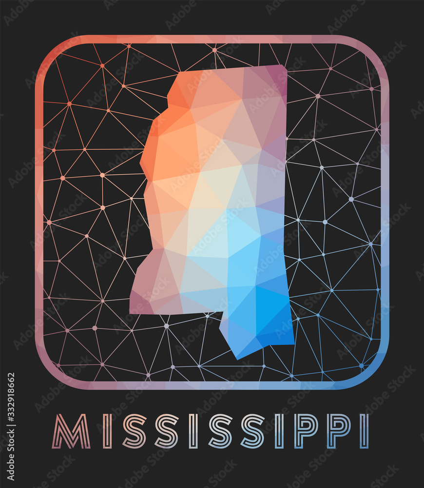 Mississippi map design. Vector low poly map of the us state ...