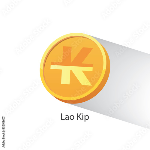 Lao kip currency symbol on gold coin