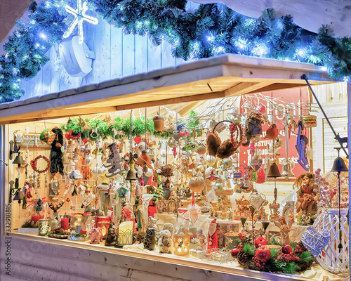 Stall with various souvenirs at Vilnius Christmas Market