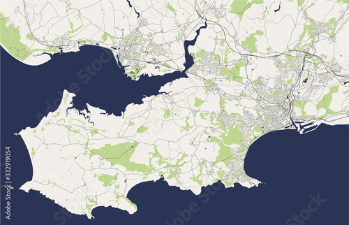 map of the city of Swansea, Glamorgan, West Glamorgan, Wales, UK