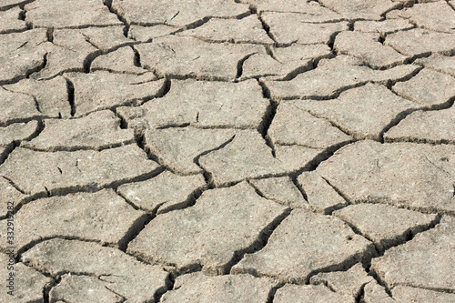 Drought barren cracked soil textured background, global warming, climate change, water crisis and ecological problems concept, closeup, copy space