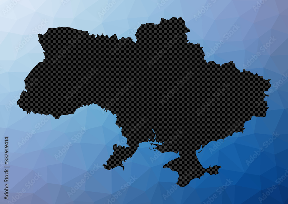 Ukraine geometric map. Stencil shape of Ukraine in low poly style. Powerful country vector illustration.