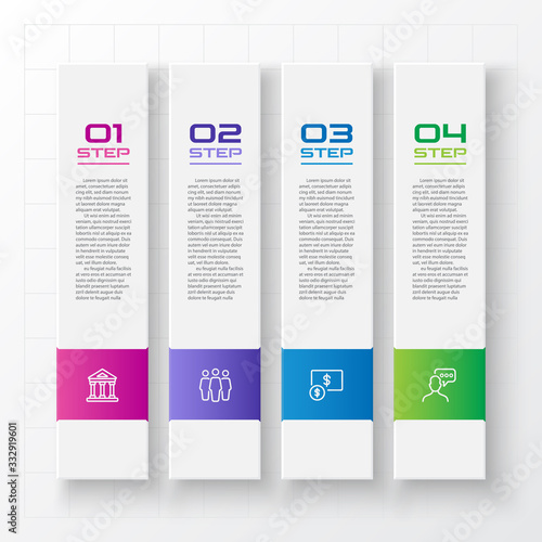 Wallpaper Mural Business infographics template 4 steps rectangle,Vector illustration. Torontodigital.ca