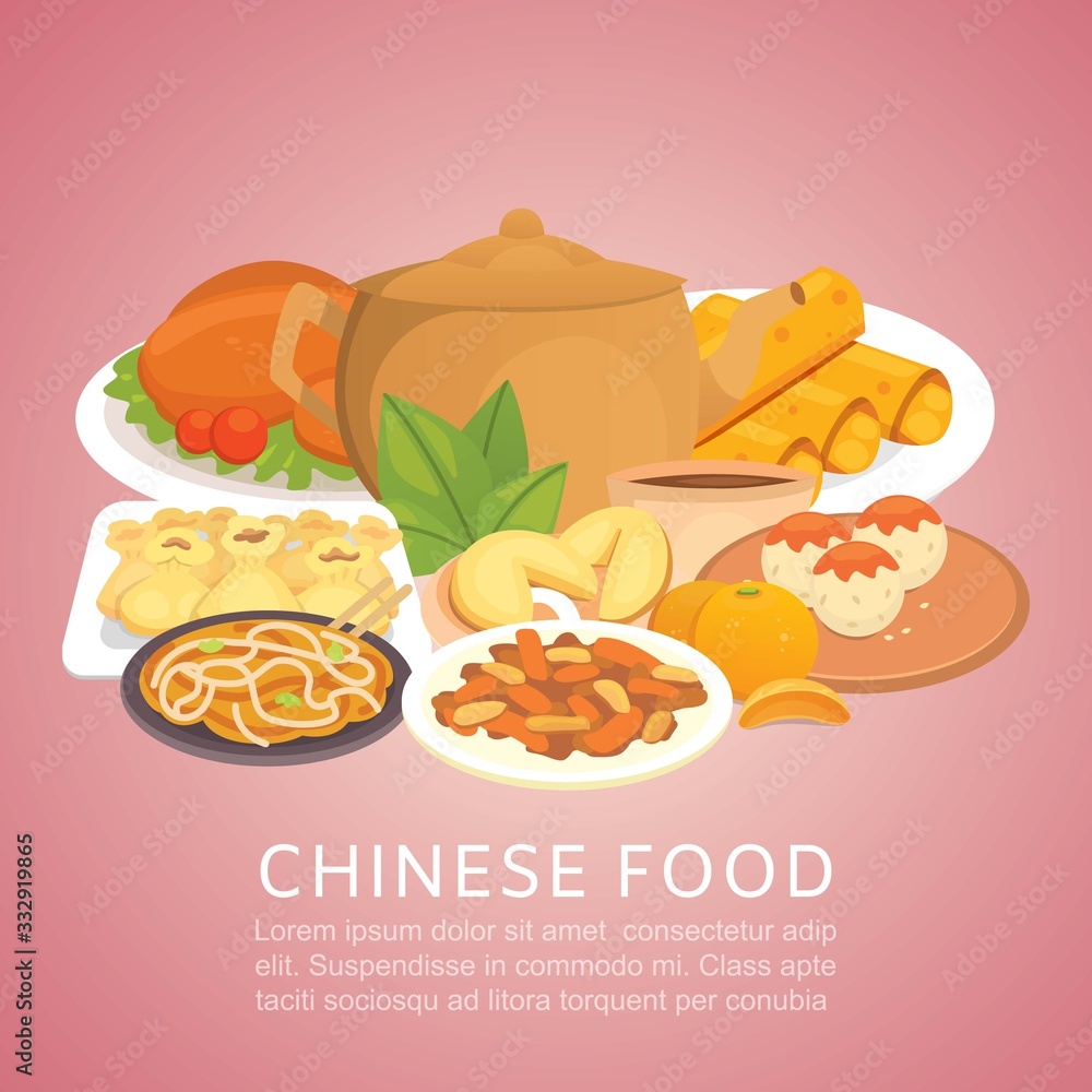 Chinese food oriental street, restaurant or homemade food poster for ethnic menu vector illustration. Chinese food with asian dishes peking duck, grilled shrimp and noodles. Chinese food oriental street, restaurant or homemade food poster for ethnic menu vector illustration. Chinese food with asian dishes peking duck, grilled shrimp and noodles.