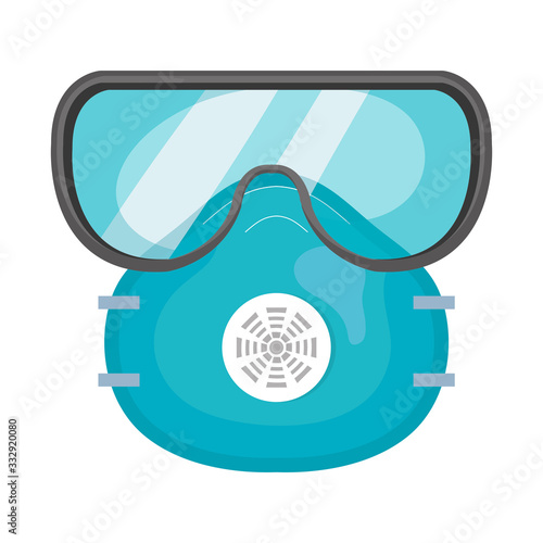 Fototapeta protection respiratory with safety goggles isolated icon vector illustration design