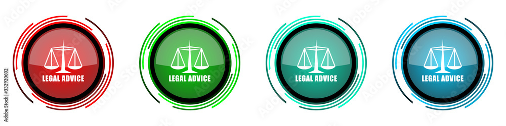 Legal advice round glossy vector icons, set of buttons for webdesign, internet and mobile phone applications in four colors options isolated on white background Legal advice round glossy vector icons, set of buttons for webdesign, internet and mobile phone applications in four colors options isolated on white background