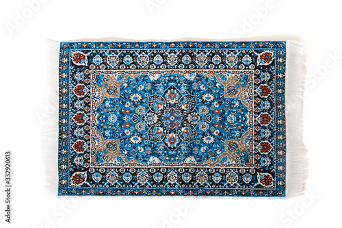 blue carpet with intricate design elements