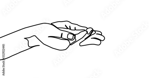Social assistance, man holds his hands. - Vector