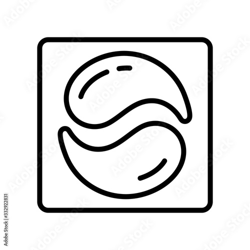 Washing capsule icon. Linear logo of laundry duo-caps. Black simple illustration of detergent for clothes in washer. Contour isolated vector image on white background