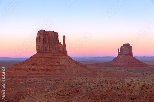 Beautiful sunset over famous Buttes of Monument Valley on the border between Arizona and Utah  USA