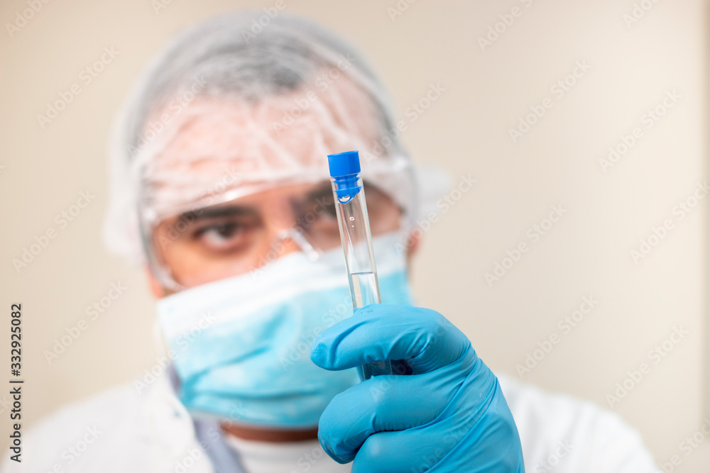 caucasian doctor with test tube caucasian doctor with test tube