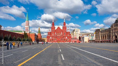 Moscow, Russia - March 23, 2020:State historical museum, Red Square, Moscow. Russia