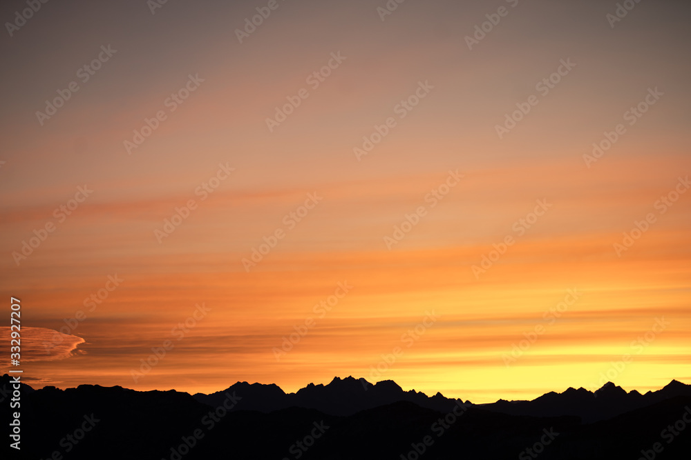 sunset in mountains