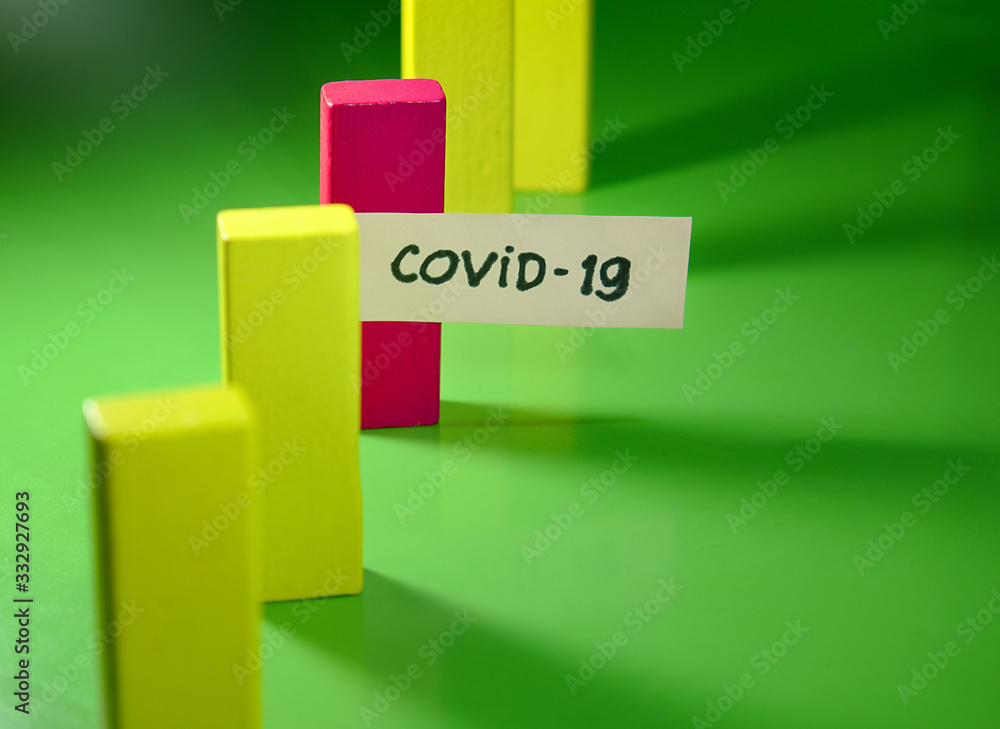 Domino Effect  of Social Distancing , Image Concept for Helps to Reduce the Rate of Spread of the Covid-19 Virus from Person to Person. Population Health Sciences.