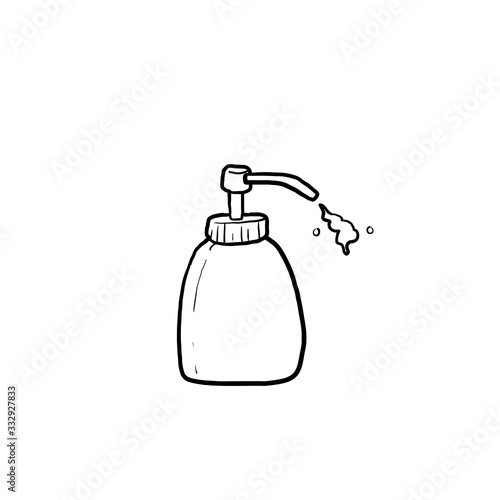 doodle hand sanitizer bottle illustration with hand drawn style vector