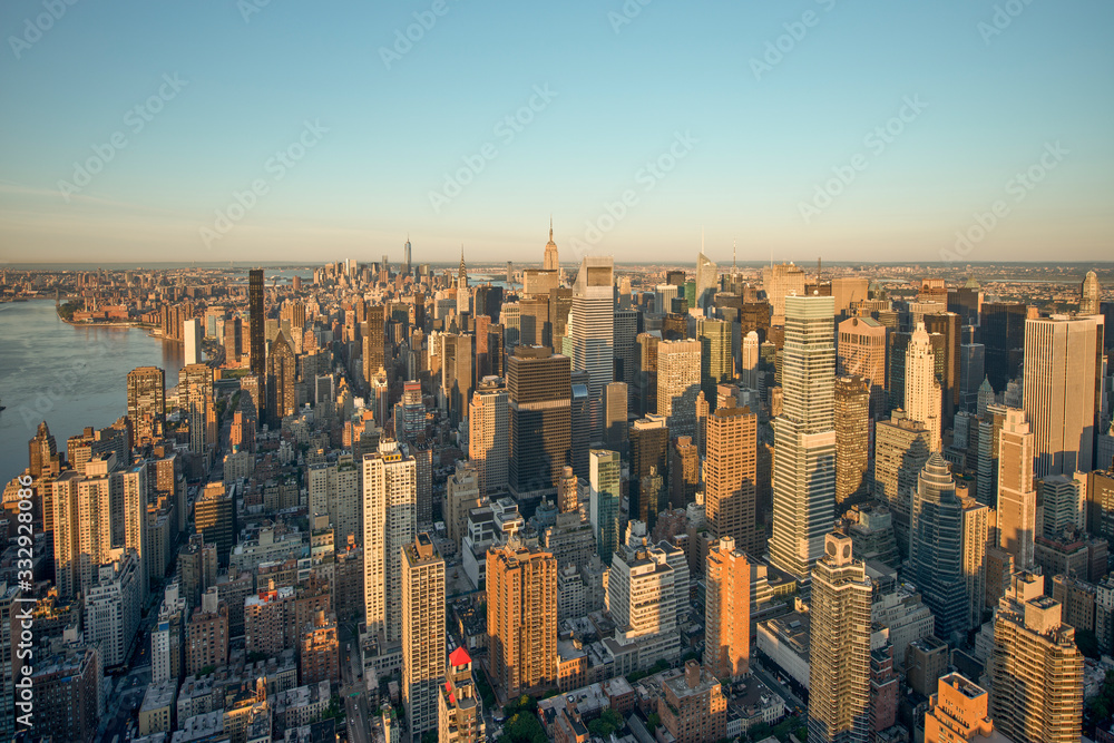 New York City skyline, aerial view
