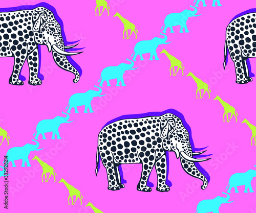 Vector background hand drawn doodle elephant. Hand drawn ink illustration. Modern ornamental decorative background. Vector pattern. Print for textile, cloth, wallpaper, scrapbooking