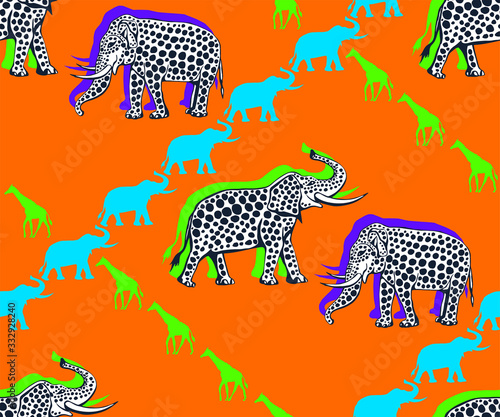 Vector background hand drawn doodle elephant. Hand drawn ink illustration. Modern ornamental decorative background. Vector pattern. Print for textile, cloth, wallpaper, scrapbooking
