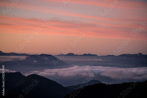 sunset in mountains