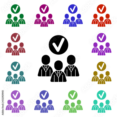 Team work, task, team, users multi color icon. Simple glyph, flat vector of team work icons for ui and ux, website or mobile application