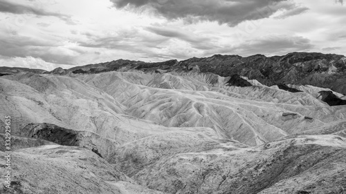 view on Death valley mountain park, black and white