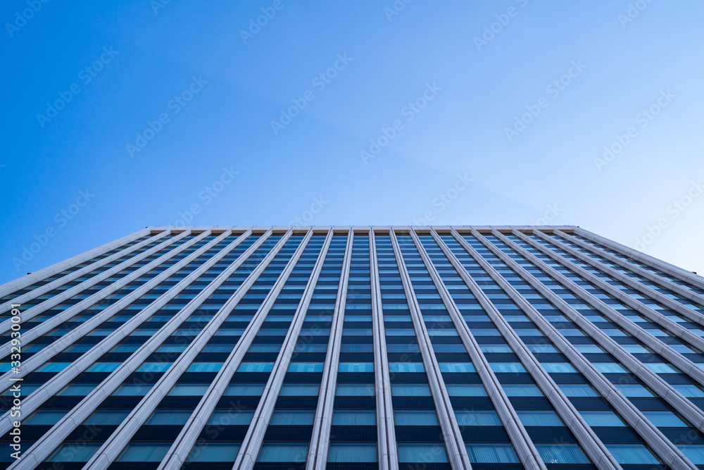 underside panoramic and perspective view to steel blue glass high rise building skyscrapers, business concept of successful industrial architecture underside panoramic and perspective view to steel blue glass high rise building skyscrapers, business concept of successful industrial architecture