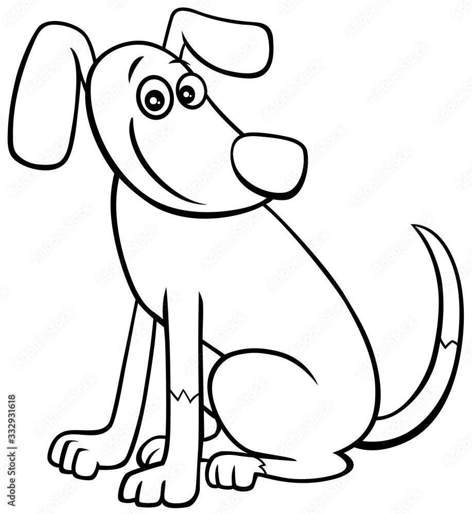 Fototapeta premium cartoon dog or puppy character color book page