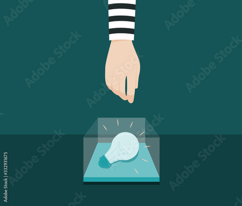 Thief are ingeniously smuggling other people's creative ideas. Illustration about steal.