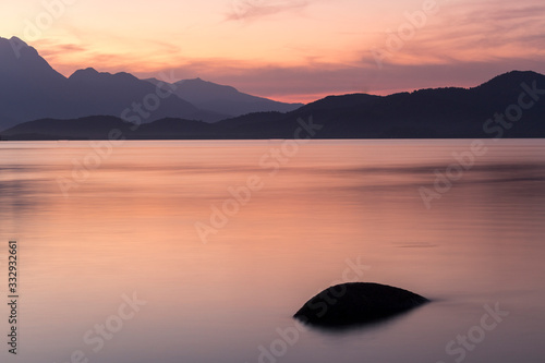 sunset over lake photo