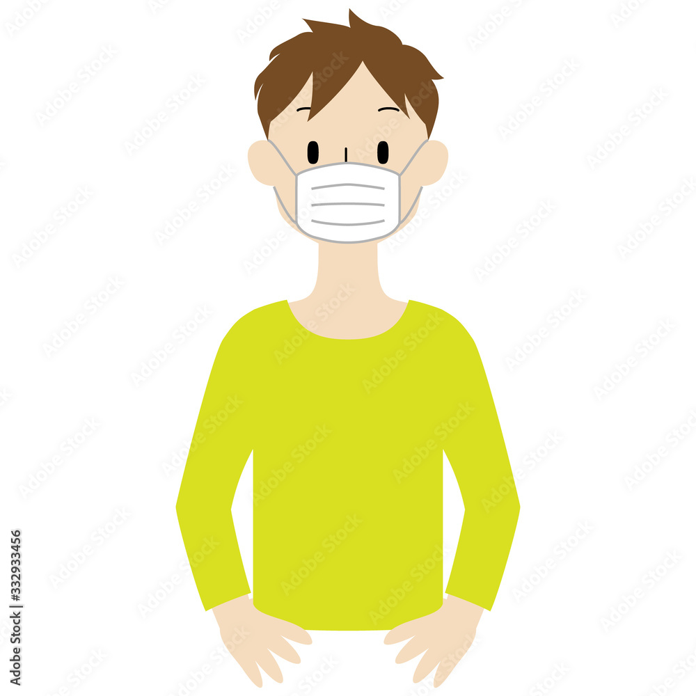Illustration of a man wearing a medical mask Illustration of a man wearing a medical mask