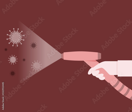 Officials are spraying antiretroviral drugs, Corona or Covid-19, which are currently spreading. Illustration about coronavirus.