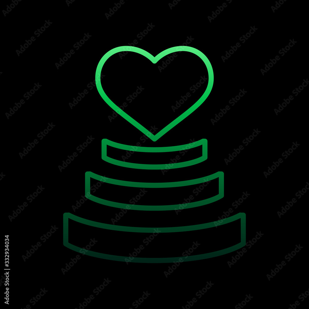 heart shaped 3 layered cake nolan icon. Simple thin line, outline vector of Heartbeat icons for ui and ux, website or mobile application