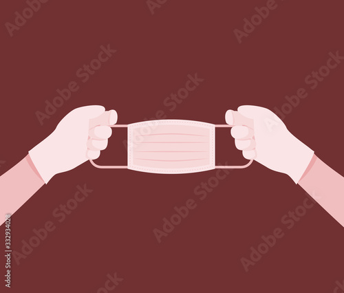 Officials are preparing to wear a mask to prevent the Corona virus or Covid-19. Illustration about protection.