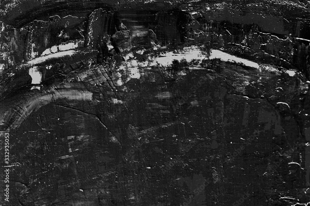 Fototapeta premium Abstract art background. Acrylic painting. Fragment of the canvas. Black texture. Modern Art. 