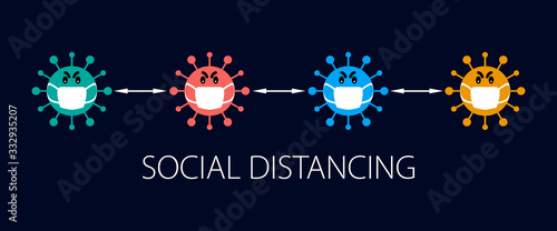 Social distancing prevention with covid 19 virus infection concept icon design background. Covid-19 coronavirus