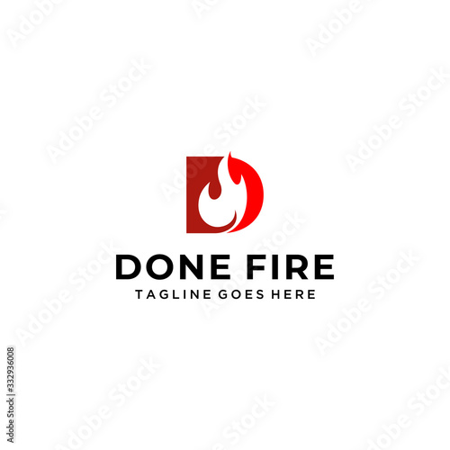 Inspire logo / sign initial D with fire inside for firefighting company.