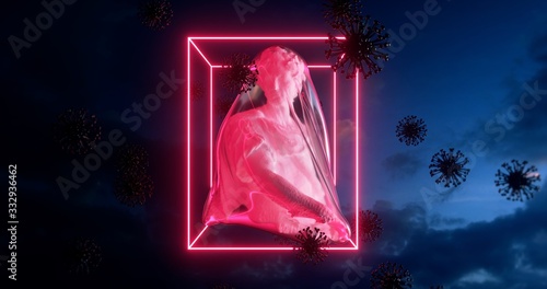 Virus creative art. Coronavirus pandemic. 3D render illustration.