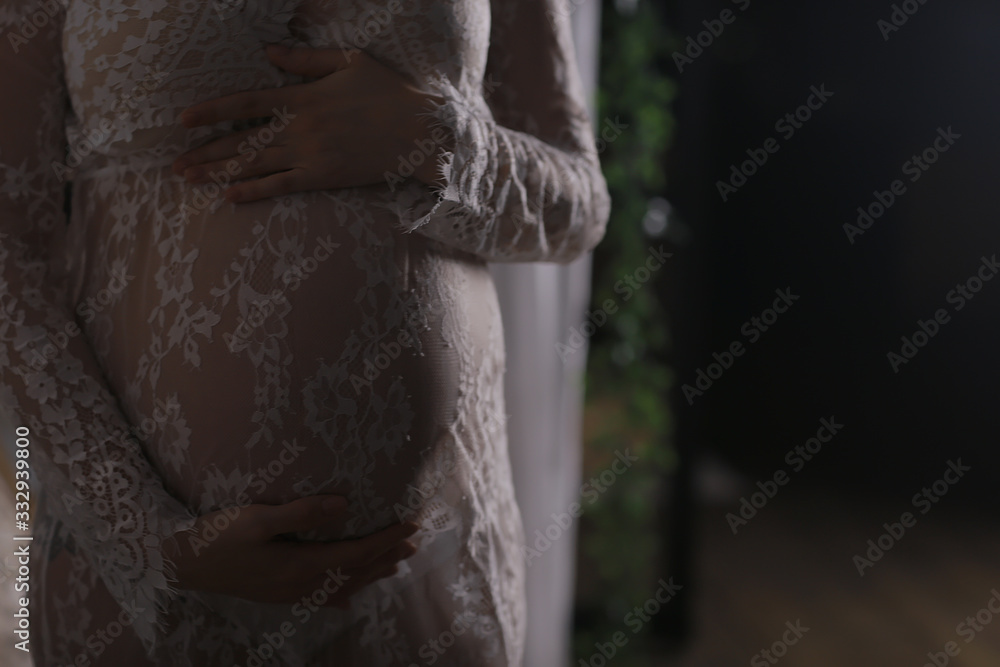 pregnant girl big belly at home / concept of pregnancy and childbirth, comfort pregnant girl big belly at home / concept of pregnancy and childbirth, comfort