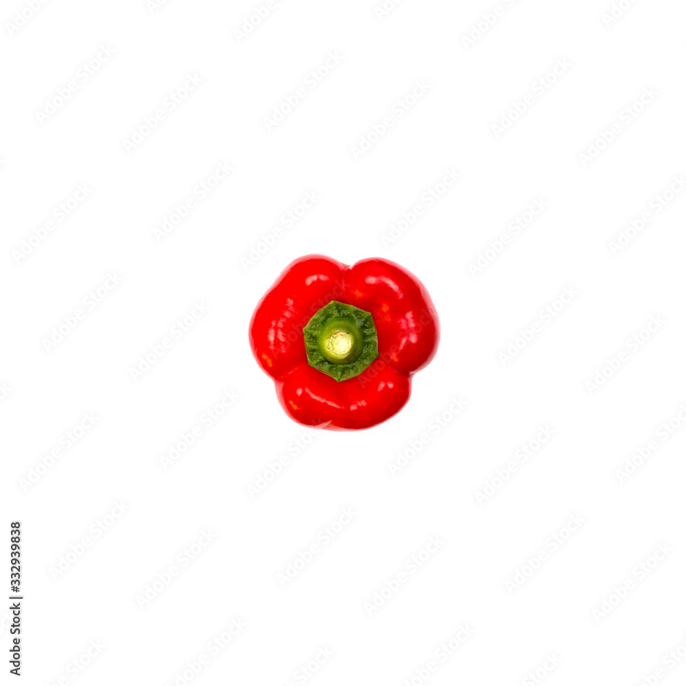 Fresh bell pepper on a white background. View from above Fresh bell pepper on a white background. View from above