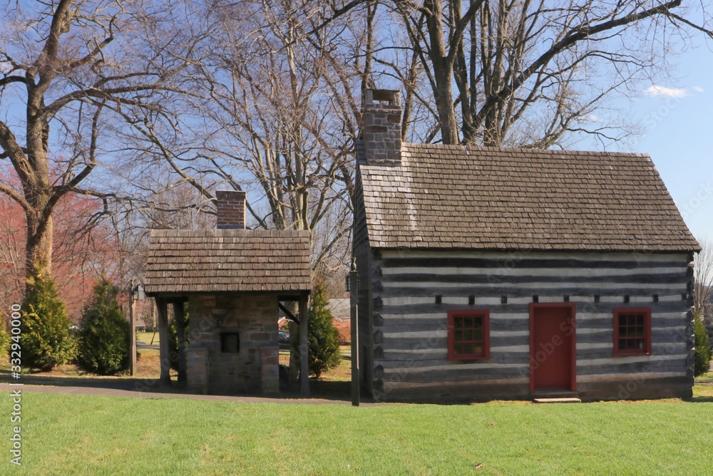 The house are storage facility were built with logs. The house are storage facility were built with logs.