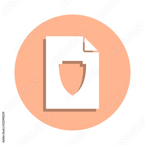 Shield on document badge icon. Simple glyph, flat vector of file and documents icons for ui and ux, website or mobile application