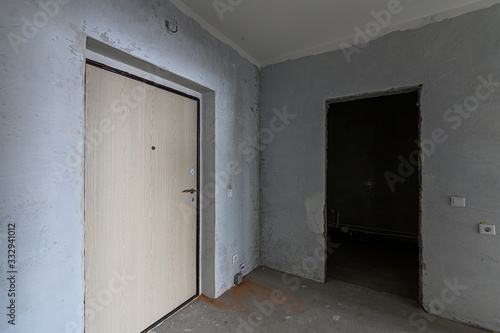 Wallpaper Mural Russia, Moscow- November 20, 2019: interior room apartment rough repair for self-finishing. interior decoration, bare walls of the room, stage of construction Torontodigital.ca